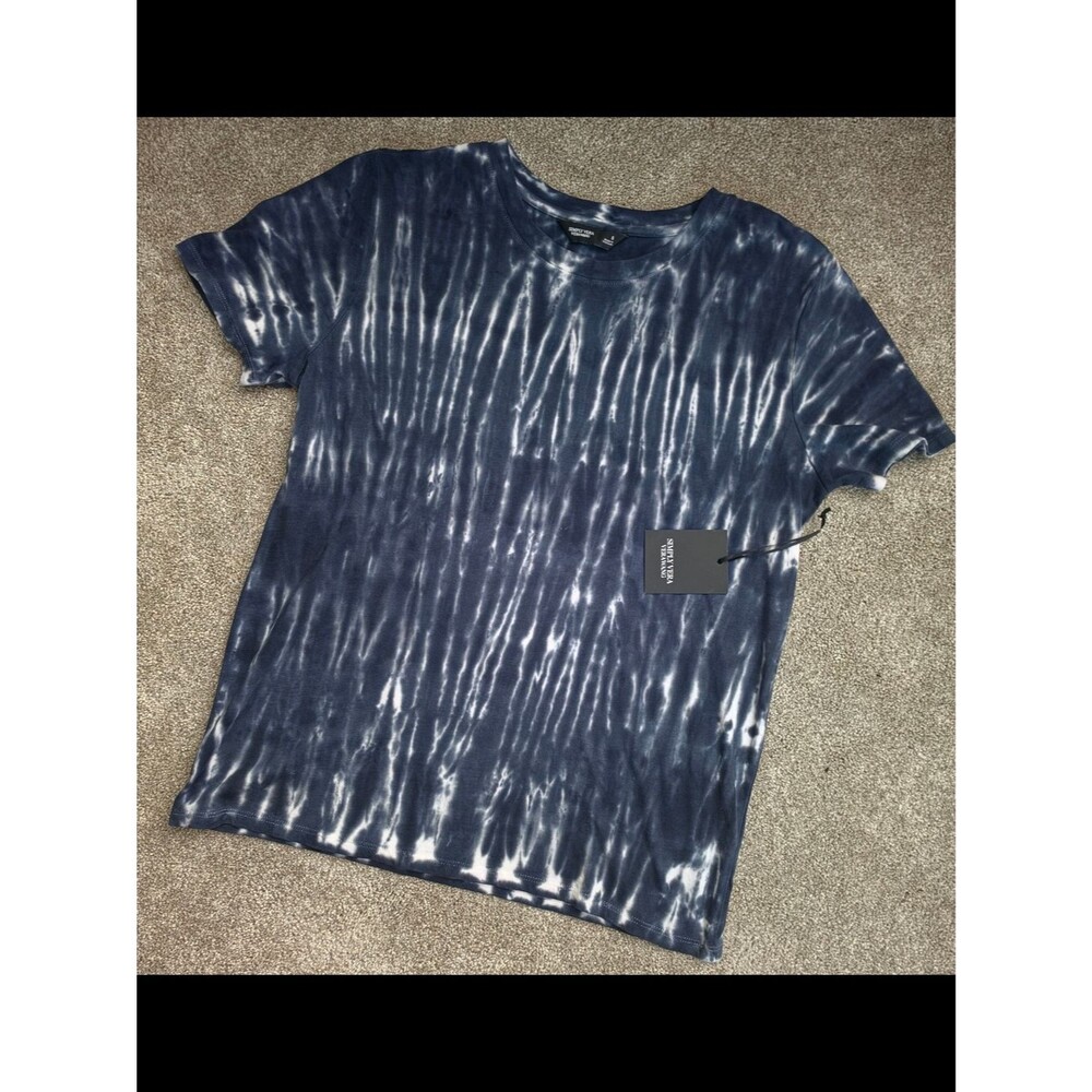 Simply Vera Vera Wang Men's Blue/White Tie-Dye Crew Neck Tee Shirt S